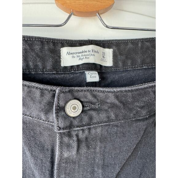 Abercrombie & Fitch Women's Curve Love High Rise 90s Relaxed Jeans Black 33/16 - Picture 8 of 8